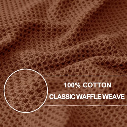 100% Cotton Waffle Weave Kitchen Dish Cloths 12 (Caramel / 12 X 12 - 12 Pack)