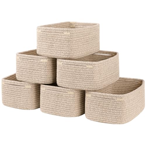 6 Pack Small Storage Baskets for Shelves (Brown / 11.81x7.87x4.72)