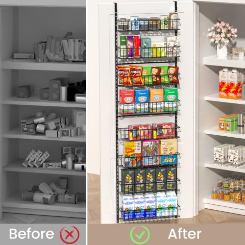 8 Tier Pantry Door Organizer (Black / 8-Tier)