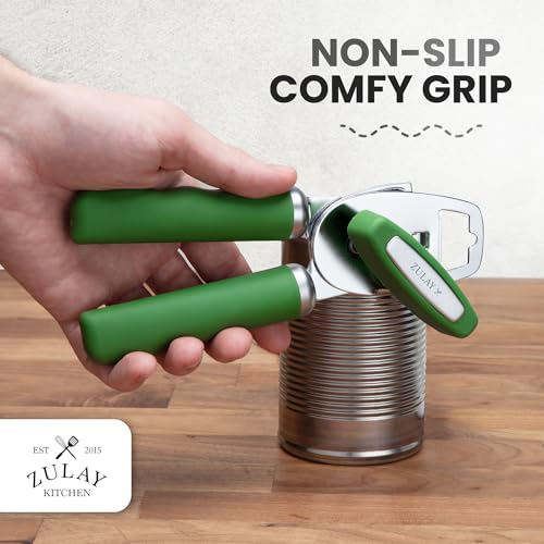 Manual Can Opener Heavy Duty Patented Stainless Steel (Artichoke Green / Comfy Grip)