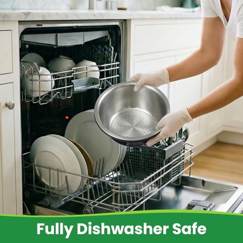 3.5QT Hands Free 304 Stainless Steel Strainer and Colander with Self