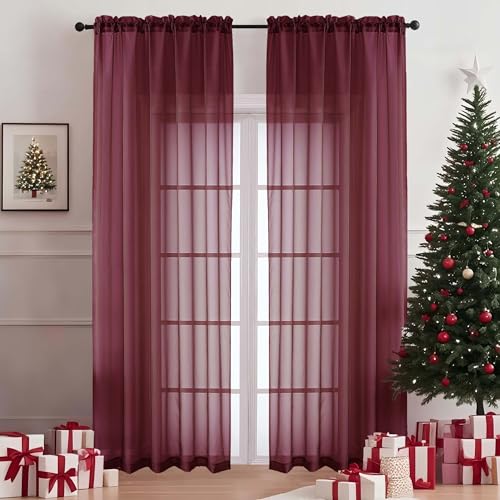 Wine Bedroom Curtains 2 Panel Sets 90 Inch Length (Wine / 59"W x 90"L (Pack of 2))