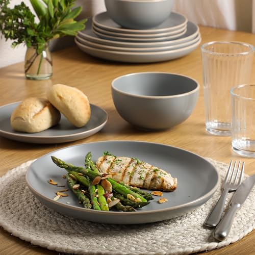 Rockaway 12 Piece Stoneware Dinnerware Set (Service for 4 (12pcs) / Matte Grey (Rockaway))