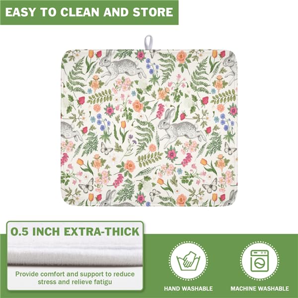 Easter Bunny Dish Drying Mat for Kitchen Counter (16" x 18")