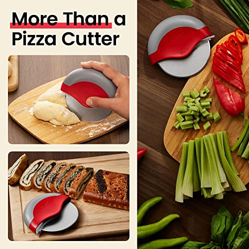 Pizza Cutter Wheel with Protective Blade Cover (Red)