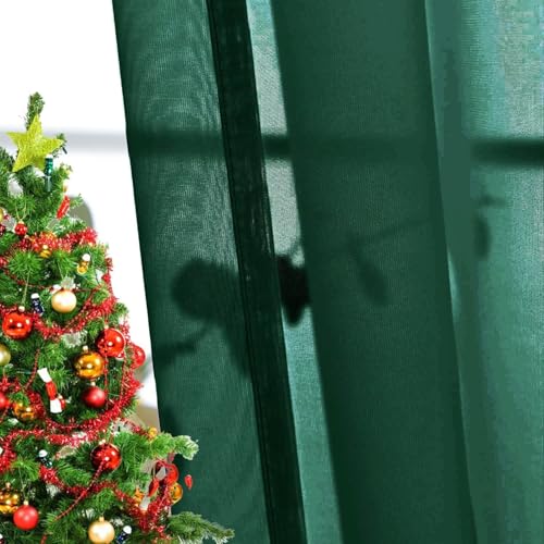 Basic Rod Pocket Sheer Voile Window Curtain Panels Foliage Green 1 Pair 2 Panels 26 Width 30 Inch Long for Kitchen Bedroom Children Living Room Yard（Foliage Green (Foliage Green / 26"W x 30"L (Pack of 2))