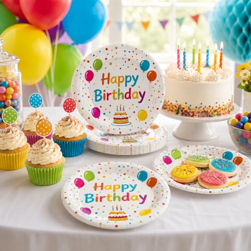 50PCS Happy Birthday Paper Plates