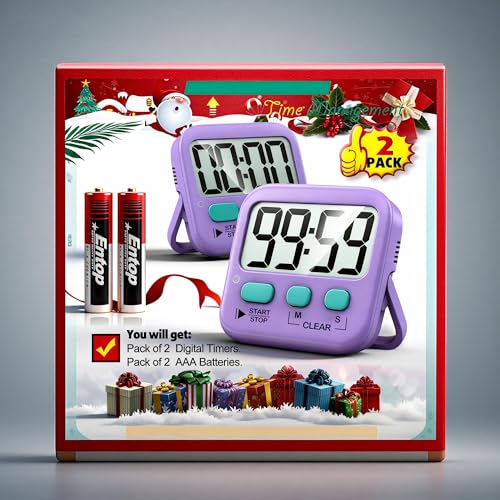 2 Pack Digital Timer for Kids Classroom Kitchen Timers for Cooking (Fresh Purple)