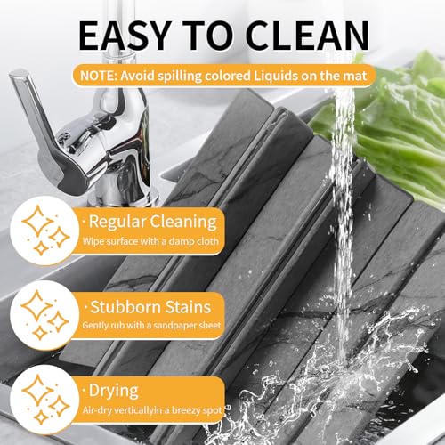 Stone Dish Drying Mat for Kitchen Counter (Dark Gray / 24" x 16")