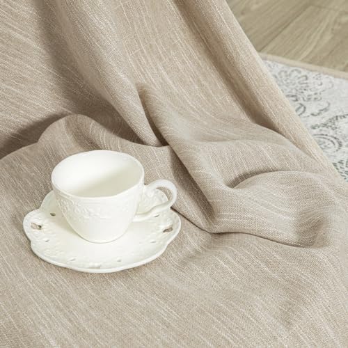 Boho Curtains Farmhouse Living Room Curtain Drapes (50"W x 90"L (Pack of 2) / Taupe)
