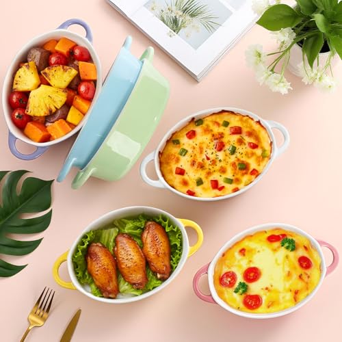6 Pack 20 oz Oval Au Gratin Baking Dishes with Handles