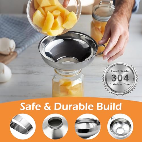 6 Pack Stainless Steel Canning Funnel for Filling Mason Jar with Mesh Strainer