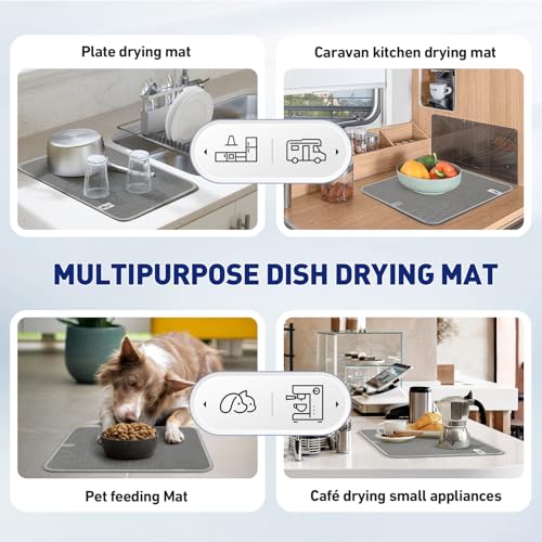 14.6*11.8 inch Microfiber Dish Drying Mat (Gray / Small)