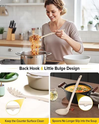 Silicone Cooking Utensils Set (Khaki)