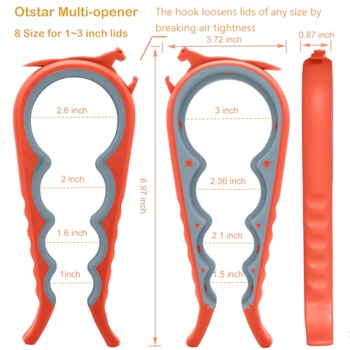 Jar Opener & Bottle Opener for Seniors with Arthritis (Orange)