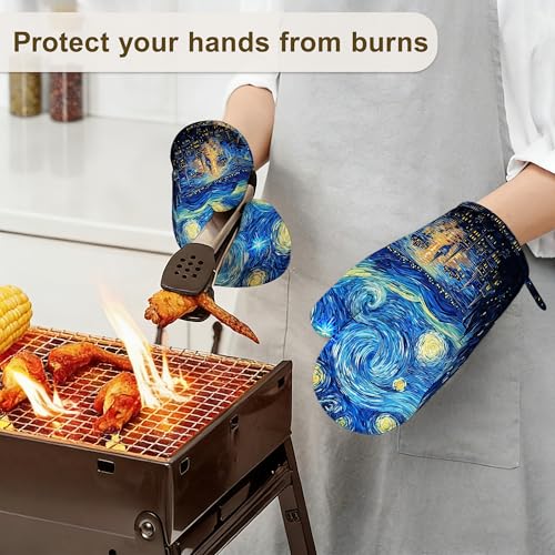Starry Night Oven Mitts and Pot Holders Set of 4 (Starry Night)