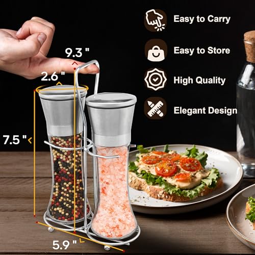 Salt and Pepper Grinder Set (2.6"W x 7.5"H)