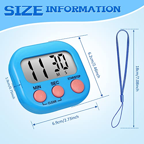 6 Pack Small Digital Kitchen Timers with Lanyard