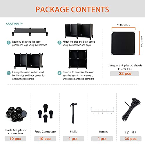 Stackble Cube Storage Organizer Modular Closet Organizers and Storage (Black / 11.8 x 11.8 x 11.8 Inch)