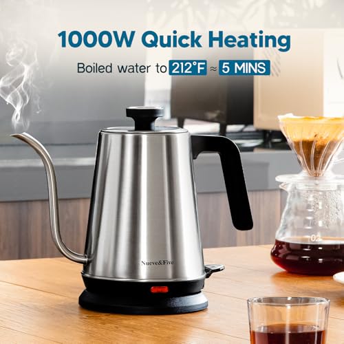 Electric Gooseneck Kettle with Thermometer (Stainless Steel)