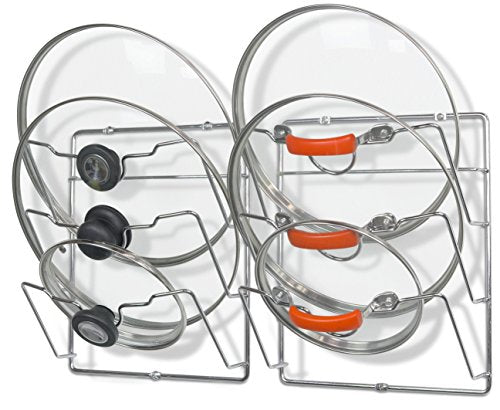 2-Pack Door/Wall Mount Pot Lid Organizer Rack, Chrome (Chrome)