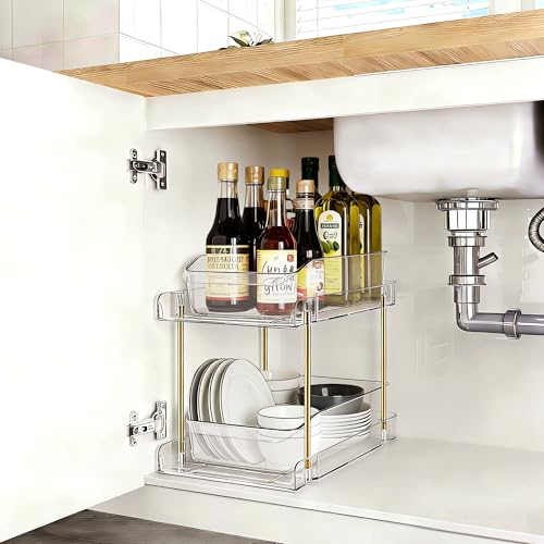 4pack 2 Tier Organizer & Storage Unit Stackable Bathroom Cabinet Organizer Pull (4pack)