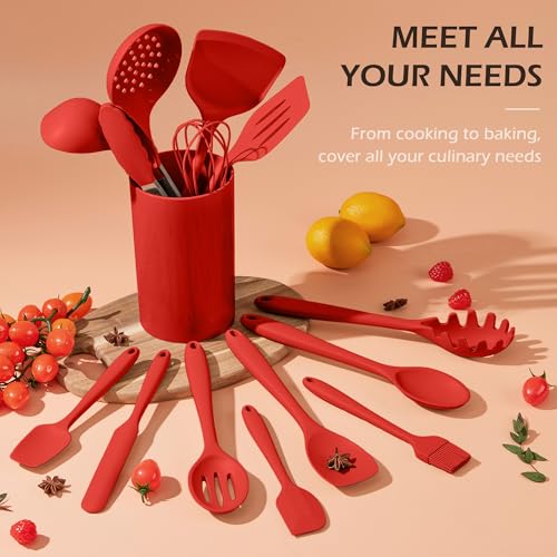 Kitchen Cooking Utensils Set (Red)