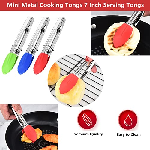 Mini Kitchen Tongs with Silicone Tips (Multicolor)
