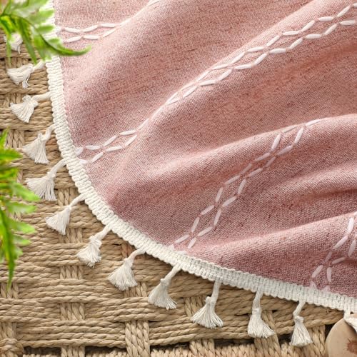 Coral 100% Boho Blackout Curtains 84 Inch 2 Panels with Tassels (Coral / 52"W x 84"L (Pack of 2))