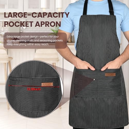 2 Pack Apron Cooking Kitchen Aprons (Black/ Black)