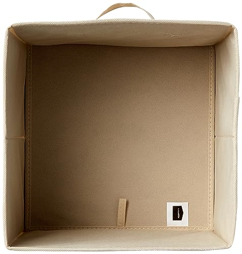 Collapsible Fabric Storage Cube Bins Organizer with Handles for Organization and Organizing Solution (Beige / 13"x13"x13")