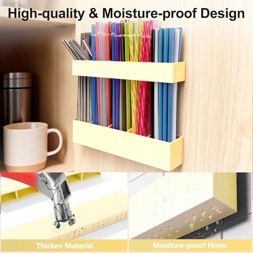 9.5” Large Acrylic Straw Holder for Cabinet Door (Large / Milky Yellow)