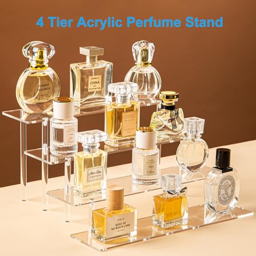 4 Tier Acrylic Perfume Organizer Stand (4-Tier 11.6IN Clear)