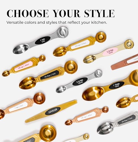 Pink Magnetic Measuring Spoons Set (Classic / Pink & Champagne Gold)