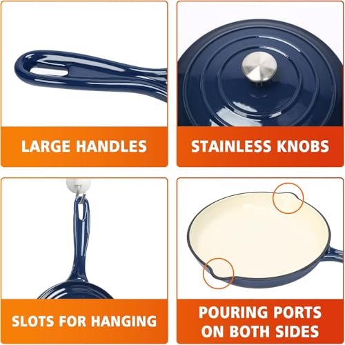Enamel Cast Iron Cookware Set (Navy / 4 Pieces)