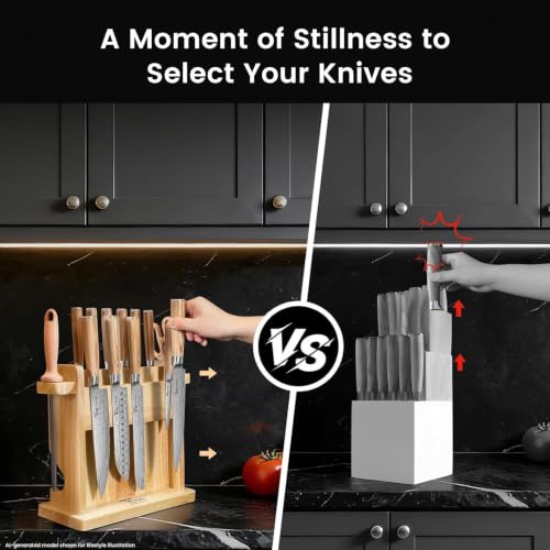 2026 Upgrade Japanese Kitchen Knife Set with Torii (Beige Wooden Handle)