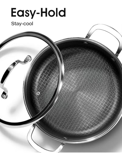 Nonstick 5 QT Saucepan with Glass Lid (Silver)