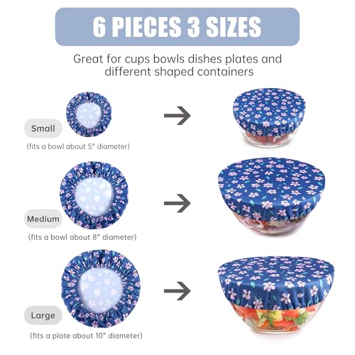 Elastic Reusable Bowl Covers for Bread Proofing (6 Pack / Chrysanthemum)