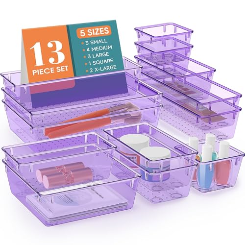 13 PCS Drawer Organizer Set (Purple / 13 PCS)