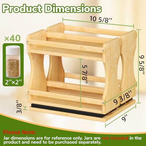 Pull Out Spice Rack Organizer for Cabinet (9" Wide, 2 Drawers)