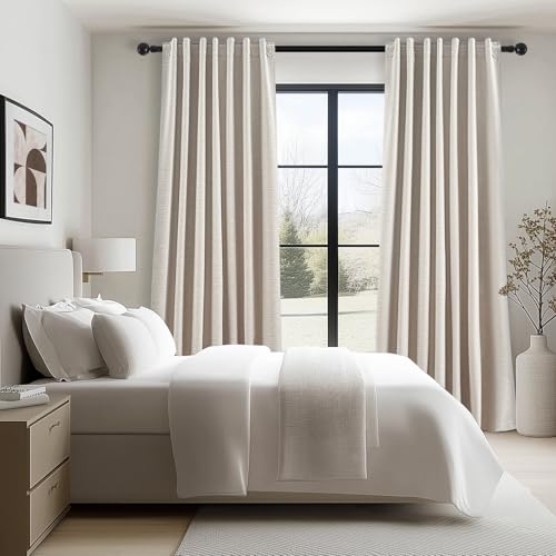 Oatmeal 105 Inch Long Curtains for Living Room Custom (Oatmeal / 52"W x 105"L (Pack of 2))