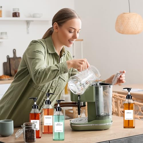 6 Pcs Coffee Syrup Dispenser Bottles 16.9 oz 500 ml Square (16.9 oz / Square)