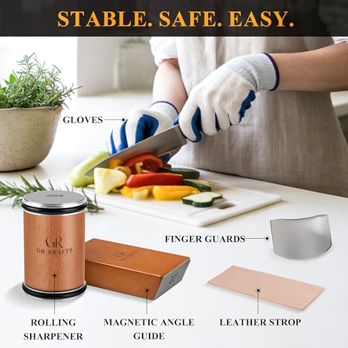 Rolling Knife Sharpener Kit with 1000 & 3000 Grit Discs
