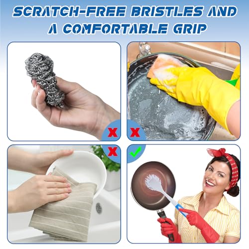 6 Pcs Kitchen Scrub Dish Brush Bulk (Blue and Green)