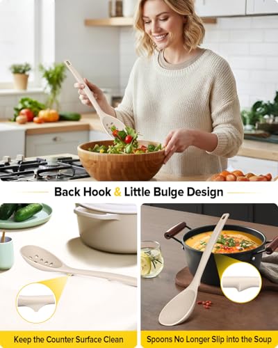 Pack of 2 Silicone Cooking Spoons (Khaki)