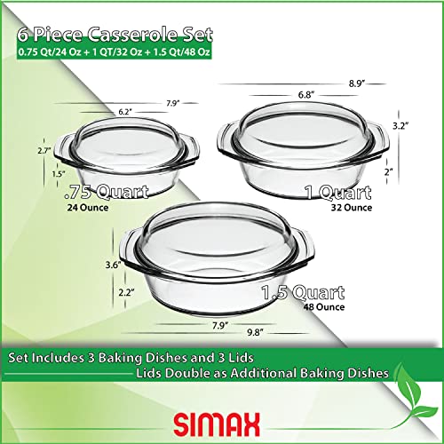 Casserole Dish Set (0.75 Qt, 1 Qt and 1.5 Quart)