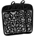 Gothic Witchy Skull Pot Holders with Pockets (Color-a)