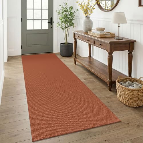 Orange 3x7 Washable Kitchen Runner Rug (Burnt Orange/Tan / 3' x 7' (Runner))