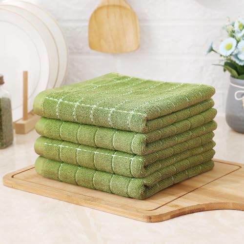 100% Cotton Terry Kitchen Towels (Olive Green / 13 X 28 - 6 Pack)