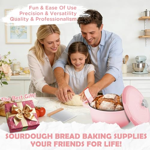 Enameled Cast Iron Dutch Oven Pot with Lid (Pink)